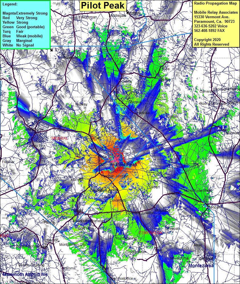 heat map radio coverage Pilot Peak